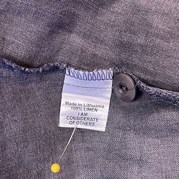 Flax Linen Shirt Women P 3/4 Sleeve V-neck ButtonUp Lightweight Blouse Top Tunic - Picture 8 of 9